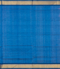 Red & Blue Handloom Silk Cotton Saree With Checks & Zari Buttas-SC4611