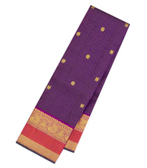 Purple Handloom Kanchipuram Silk Saree With Zari Checks-KA15226