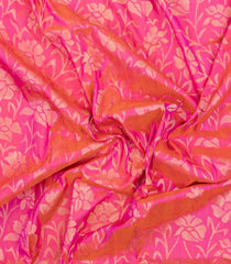 Peach Handloom Uppada Silk Saree With Floral Zari Motifs-UP0417