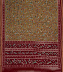 Oil Mustard Printed Chanderi Cotton Saree With Zari Border-BL5479