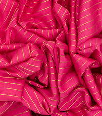 Pink Mysore Crepe Silk Saree With Zari Stripes & Contrast Border