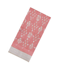 Peach Printed Tussar Silk Saree With Floral Motifs-TU3638
