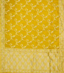 Yellow Woven Art Dola Viscose Saree With Floral Jaal Motifs-BL3984