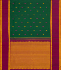 Dark Green Handloom Kanchipuram Silk Saree With Silk Thread Buttas-KA13946
