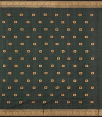 Bottle Green Handloom Kanchi Cotton Saree With Silk Border-KC1824