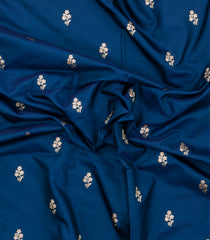 Indigo Woven Blended Satin Saree With Floral Zari Buttas-BL6004