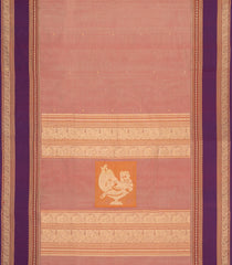 Peach Handloom Silk Cotton Saree With Zari Buttas-SC4555