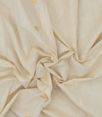 Off White Handloom Kerala Cotton Saree With Triangle Buttas-KEC1038
