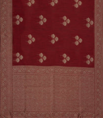 Red Woven Art Linen Saree With Zari Border-BL5636