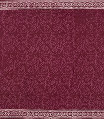 Burgundy Printed Jaipur Cotton Saree With Floral Motifs-JC1621