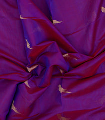 Purple Handloom Silk Cotton Saree With Parrot Buttas-SC4400