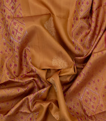 Dark Beige Handloom Soft Silk Saree With Buttas & Contrast Pallu-SO4597