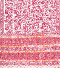 White Woven Jaipur Cotton Saree With Printed Floral Motifs-JC1435