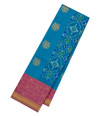 Cyan Handloom Korvai Kanchipuram Silk Saree With Tie & Dye Motifs-KA14085
