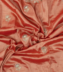 Orange Woven Synthetic Blended Tissue Saree With Embroidered Motifs-EN2007