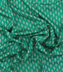 Aquamarine Printed Tussar Silk Saree With Floral Motifs-TU3606