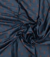 Navy Blue Woven Tussar Silk Saree With Floral Motifs-TU3149