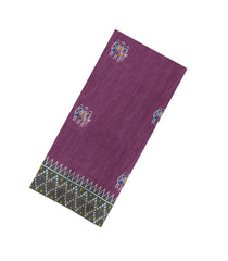 Magenta Printed Tussar Silk Saree With Tribal Motifs-TU3441