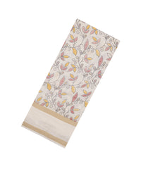 Cream Printed Synthetic Dola Silk Saree With Sequin Work Border-SY0260