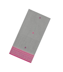 Grey Handwoven Bengal Cotton Saree With Floral Buttas-BG1511