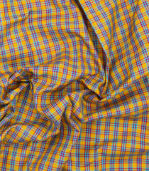 Mustard Handloom Korvai Kanchipuram Silk Saree With Silk Checks-KA16617