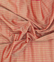 Light Peach Handloom Gadwal Silk Cotton Saree With Stripes-GA0351