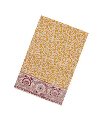 Taupe Woven Kalamkari Cotton Saree With Yellow Printed Motifs-KAL1156