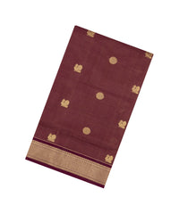 Maroon Handloom Soft Silk Cotton Saree With Zari Checks & Buttas-SC4537