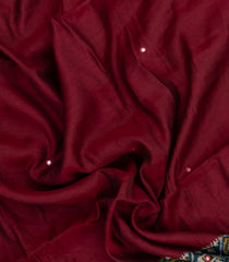 Maroon Printed Synthetic Viscose Dola Silk Saree With Mirror Work-SY0266