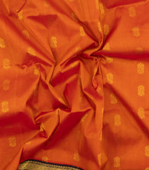 Orange Handloom Korvai Silk Cotton Saree With Buttas & Contrast Border-SC3831