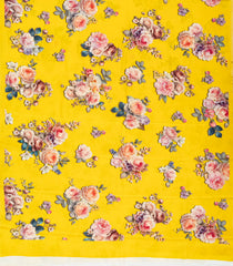 Yellow Woven Crepe Silk Saree With Printed Floral Motifs-PS0527