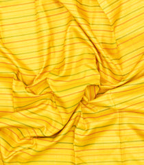 Yellow Handloom Korvai Kanchipuram Silk Saree With Stripes & Contrast Border-KA15825
