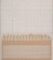 Off White Handloom Village Cotton Saree With Stripes-VC1628