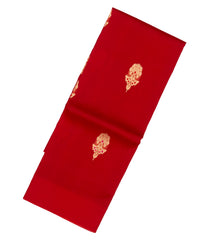 Red Handloom Banarasi Silk Saree With Floral Buttas-BE1479