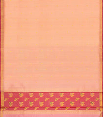 Peach Handloom Kanchipuram Silk Saree With Stripes & Buttas-KA15735