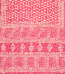 Peach Woven Jaipur Cotton Saree With Printed Floral Motifs-JC1422
