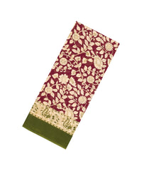 Maroon Printed Jaipur Cotton Saree With Kalamkari Motifs-JC1906