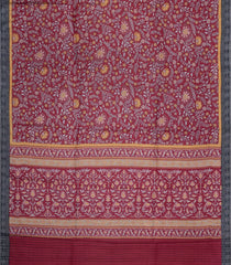 Crimson Printed Pure Silk Saree With Floral Motifs-PS0769