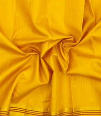 Yellow Handloom Korvai Kanchipuram Silk Saree With Checks & Buttas-KA15965