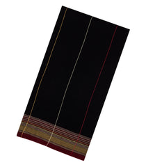 Black Handloom Bhujodi Cotton Saree With Stripes-CC1356