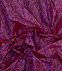Purple Printed Silk Saree With Floral Motifs & Zari Border-PS0679