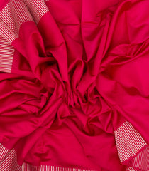 Magenta Handloom Banarasi Silk Saree With Striped Border-BE1700