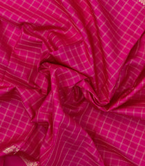 Hot Pink Handloom Kanchipuram Silk Saree With Zari Checks-KA15174