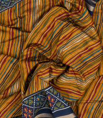 Mustard Woven Art Chanderi Saree With Printed Floral Motifs-BL3973