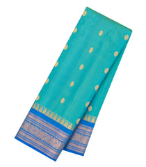 Turquoise Handloom Gadwal Silk Saree With Buttas & Contrast Border -GA0454