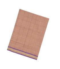 Dusty Peach Woven Kadapa Cotton Saree With Checks & Contrast Border-KN0673
