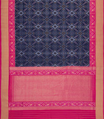 Navy Blue Handloom Pochampally Ikat Silk Saree With Tie & Dye Motifs -IK0428
