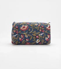 Indigo Cotton Bagru Printed Toiletry Bag With Zipper-ACS1085