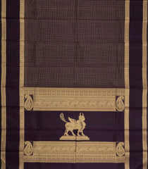 Black Handloom Kanchipuram Silk Saree With Zari Checks-KA16153