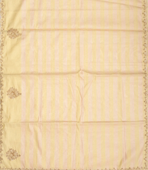 Sandal Handloom Silk Saree With Stripes & Hand Embroidered Motifs-EN1733